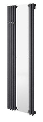 Radox Image D 1800mm high textured white designer radiator with vertical panels and central mirror panel