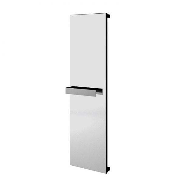 Radox Quartz Coloured Glass vertical designer radiator 800mm high by 420mm wide with sleek contemporary glass panel and towel rail