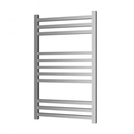 Radox Quebis 610mm H chrome heated towel rail with modern horizontal bars for bathroom use