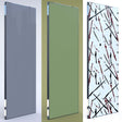 Radox Quartz Coloured Glass vertical designer radiators in grey, green, and abstract pattern finish