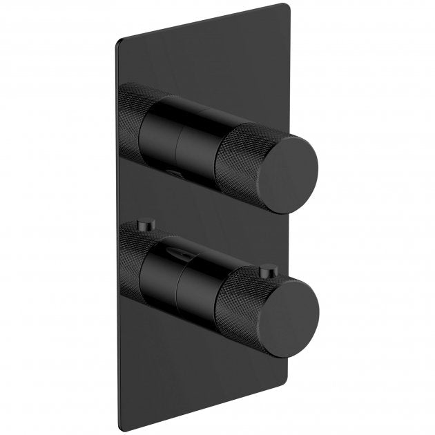 RAK Amalfi Single Outlet 2 Handle Thermostatic Concealed Shower Valve - Matt Black - RAKAMA3301B