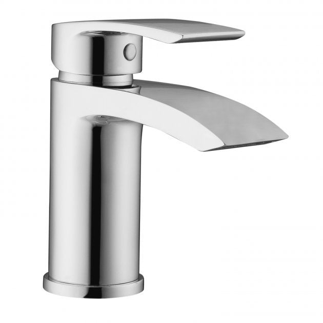 RAK Curve Mono deck mounted basin mixer tap in chrome finish with single lever and clicker waste mechanism