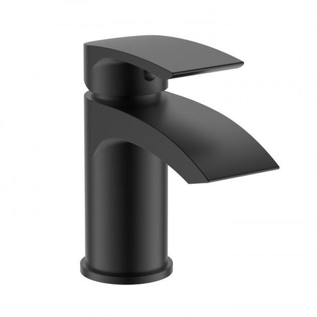 RAK Curve Mono Deck Mounted Basin Mixer Tap with Clicker Waste - Black - RAKCRV3001B