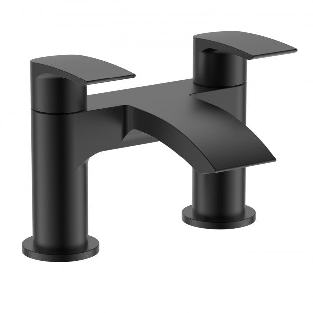 RAK Modern Curve Pillar Mounted Bath Filler Tap  - Black - RAKCRV3004B
