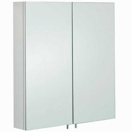 RAK Delta Modern Mirrored Bathroom Cabinet 600mm High x 670mm Wide - Stainless Steel - 12SL801