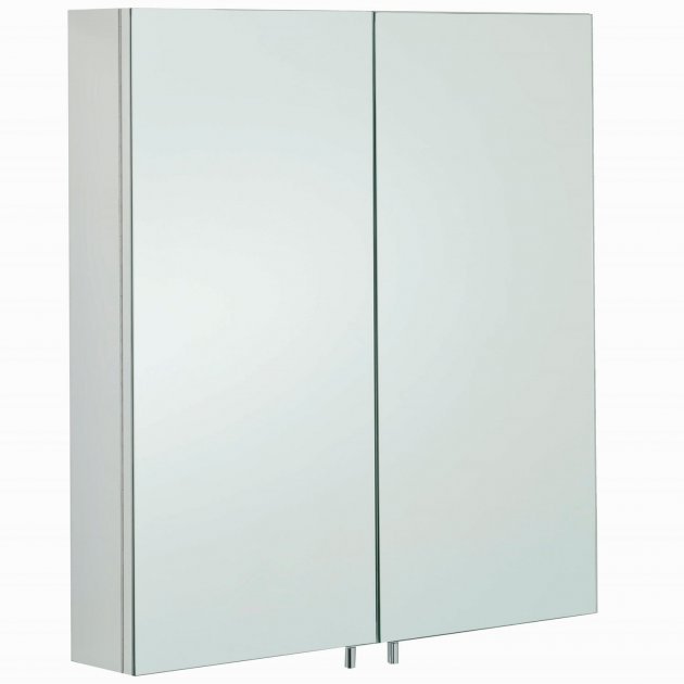 RAK Delta Modern Mirrored Bathroom Cabinet 600mm High x 670mm Wide - Stainless Steel - 12SL801
