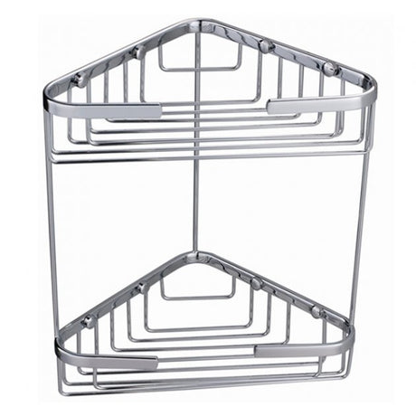 RAK Modern Wall Mounted Double Corner Basket - Chrome - RAKBSK001