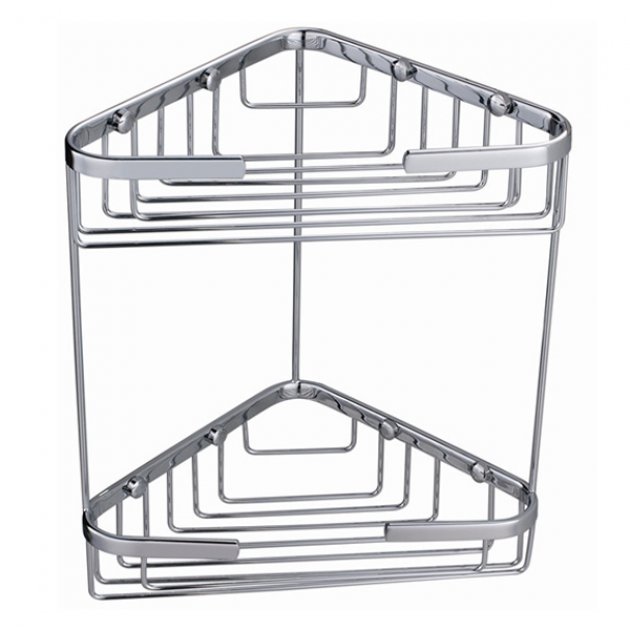 RAK Modern Wall Mounted Double Corner Basket - Chrome - RAKBSK001