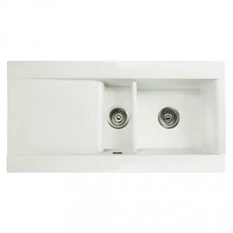 RAK Gourmet Modern Dream 1 Ceramic Kitchen Sink 1.5 Bowl Reversible Drainer 1010mm Length x 510mm Wide - White - DSINK1