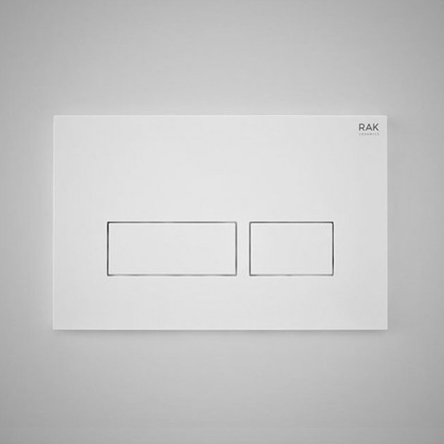 RAK Ecofix Modern Push Button Rectangular Dual Flush Plates - Matt White - FSRAKPPL006500