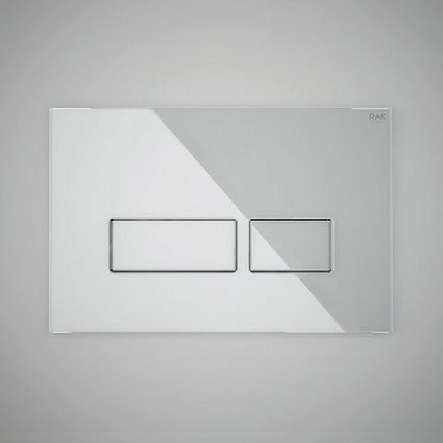 RAK Ecofix Modern Push Button Rectangular Dual Flush Plates - White Glass - FSRAKPPL011