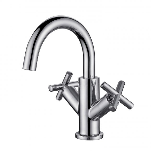 RAK Ella Dual Handle Round Mono Basin Mixer Tap  - Chrome - RAKELL3001