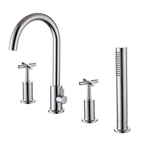 RAK Ella Modern Pillar Mounted 4-Hole Bath Shower Mixer Tap - Chrome - RAKELL3013