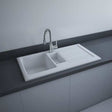RAK Gourmet Modern 1 Ceramic Kitchen Sink 1.5 Bowl 1010mm Length x 510mm Wide - White - GOSINK1V2 - TAP 'N' SHOWER