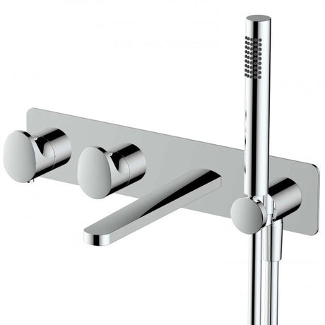 RAK Horizontal Concealed Dual Outlet Thermostatic Shower Valve with Handset and Bath Spout - Chrome - RAKITA3306C
