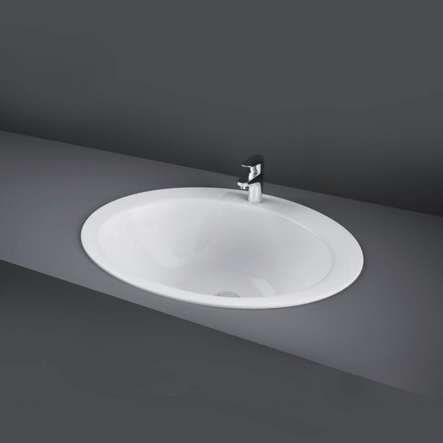 RAK Jessica Inset 1 Tap Hole Oval Countertop Basin 530mm Wide - White - JESVB1