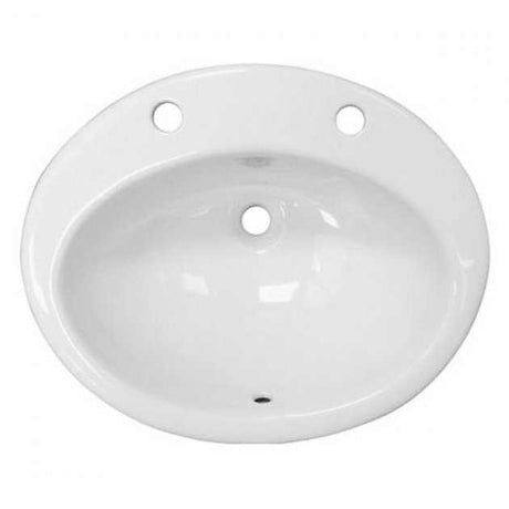 White RAK Jessica Modern 530mm wide inset countertop basin with two tap holes and overflow feature