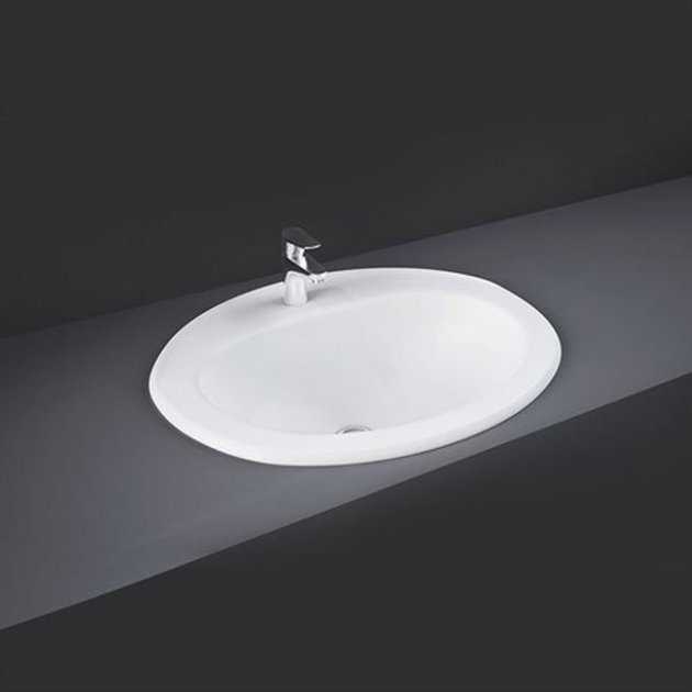 RAK Mira Modern 1 Tap Hole Inset Countertop Basin 560mm Wide - White - MIROC1
