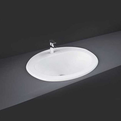 RAK Mira Modern 1 Tap Hole Inset Countertop Basin 560mm Wide - White - MIROC1