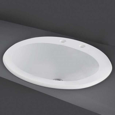 RAK Mira Modern 2 Tap Hole Inset Countertop Basin 560mm Wide - White - MIROC2