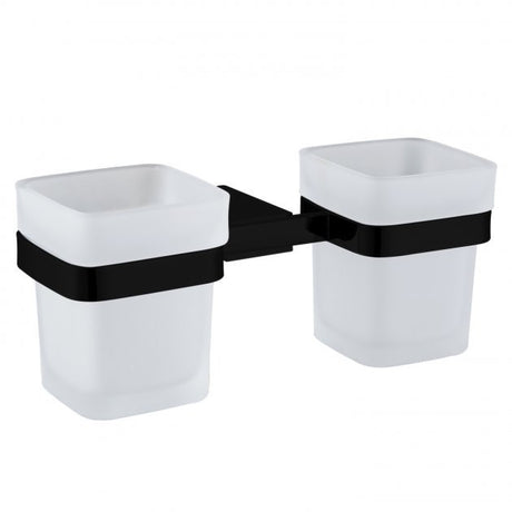 RAK Moon Wall Mounted Double Tumbler Holder  - Black - RAKMOO9904B