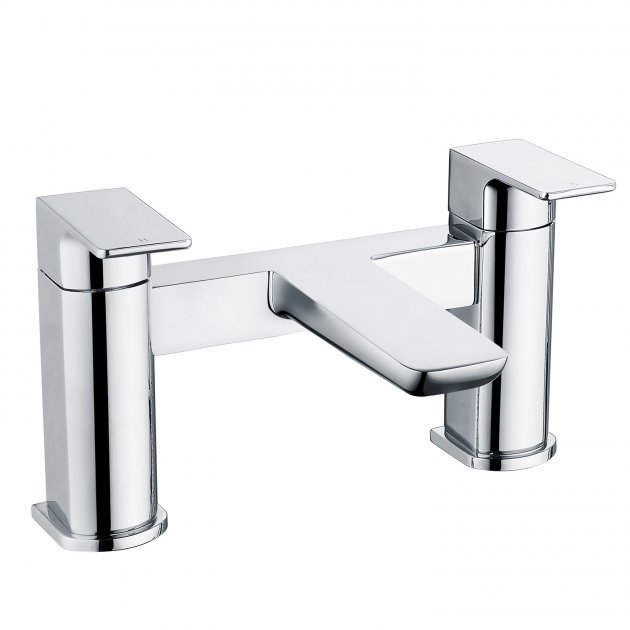 RAK Moon Pillar Mounted Dual Lever Square Bath Filler Tap - Chrome - RAKMOO3004