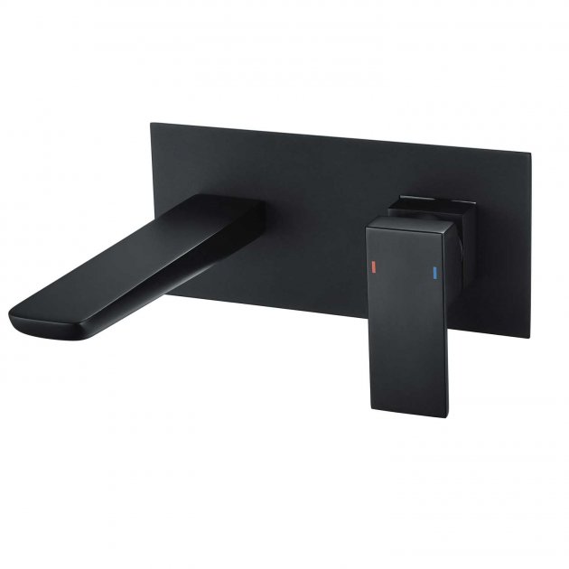 RAK Modern Moon Back Plate Wall Mounted Basin Mixer Tap - Black - RAKMOO3007B