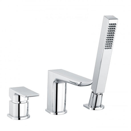 RAK Moon Modern Deck Mounted 3-Hole Bath Shower Mixer Tap - Chrome - RAKMOO3012