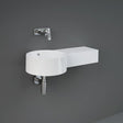 RAK Petit Modern 0 Tap Hole Wall Hung Basin Round Right Ledge 765mm Wide - Alpine White - PETWB27700AWHA