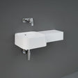 RAK Petit Modern 0 Tap Hole Wall Hung Basin Square Right Ledge 765mm Wide - Alpine White - PETWB47700AWHA