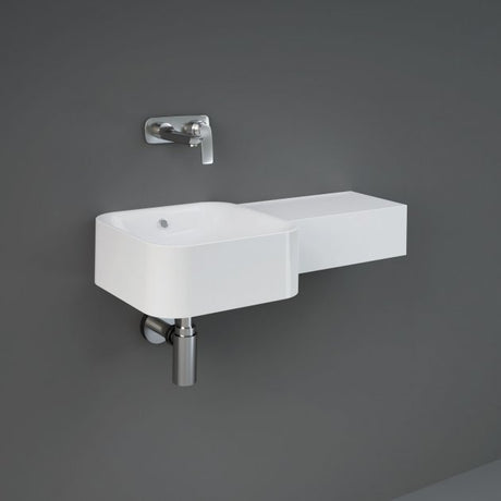 RAK Petit Modern 0 Tap Hole Wall Hung Basin Square Right Ledge 765mm Wide - Alpine White - PETWB47700AWHA