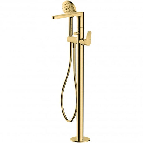 Rak Petit Round Floor Standing Bath Shower Mixer - Brushed Gold - RAKPER3014G