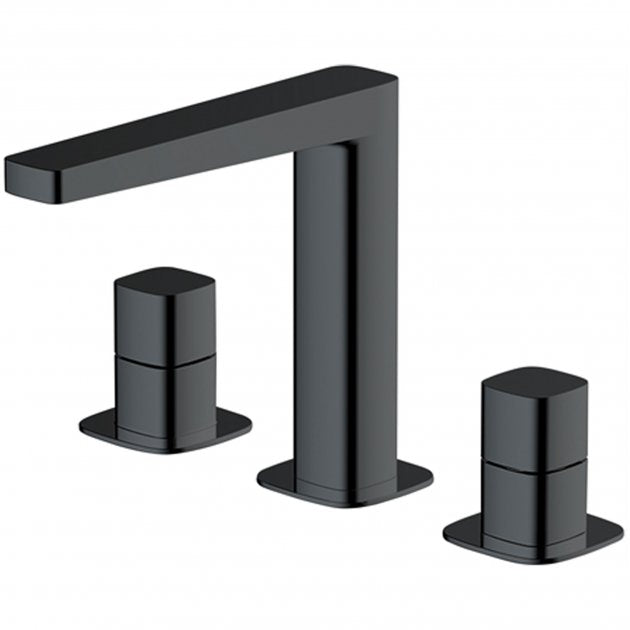 Rak Petit Square Deck Mounted 3 Hole Basin Mixer - Matt Black - RAKPES3011B