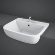 RAK Series 600 Central 1 Tap Hole Square Semi-Recessed Basin 520mm Wide - White - S60052SR1