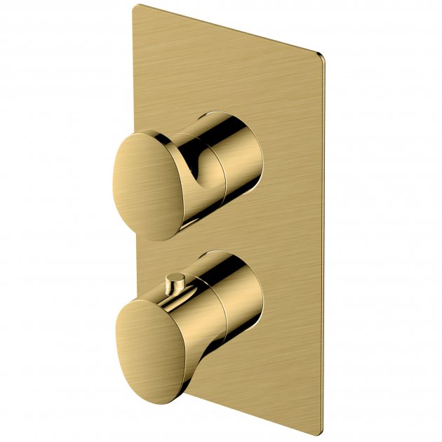 RAK Dual Outlet 2 Handle Thermostatic Concealed Shower Valve - Brushed Gold - RAKITA3302G
