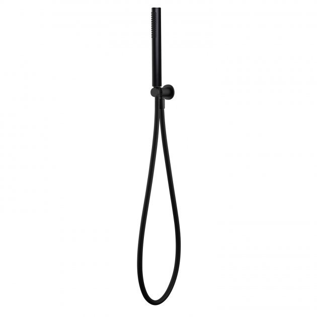 RAK Modern Round Shower Handset with Bracket and Hose - Black - RAKSHW4002B