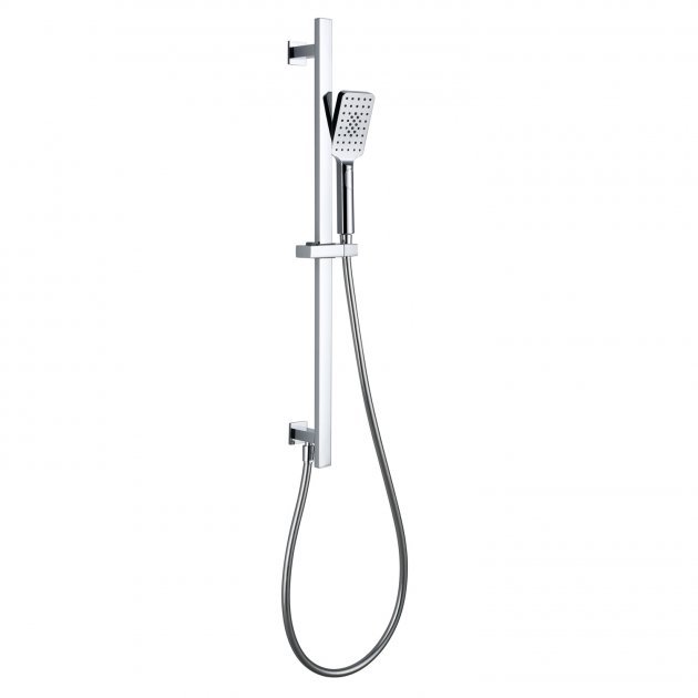 RAK Modern Integral Wall Outlet Square Slider Rail Shower Kit - Chrome - RAKSHW1009