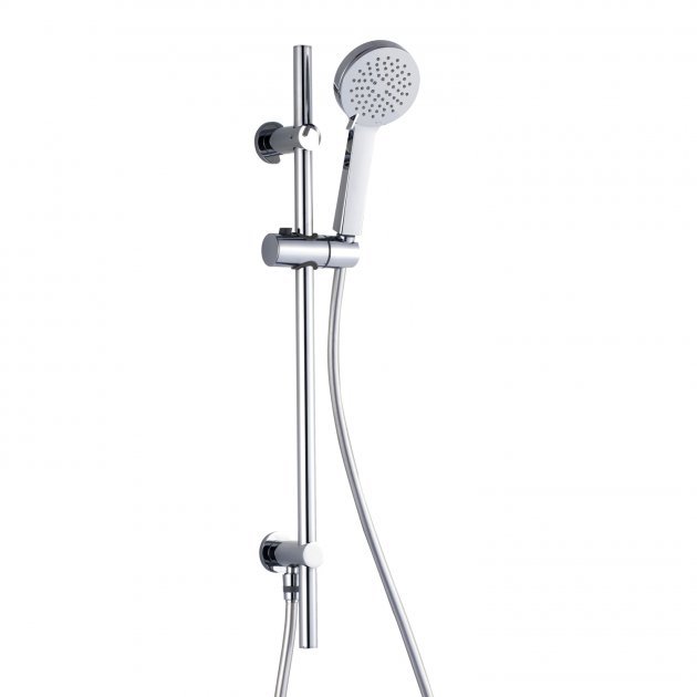 RAK Modern Integral Wall Outlet Round Slider Rail Shower Kit with Three Function Handset - Chrome - RAKSHW1010