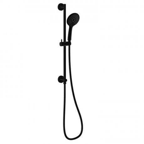 RAK Modern Integral Wall Outlet Round Slider Rail Shower Kit with Three Function Handset - Black - RAKSHW1011B
