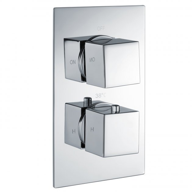 RAK Thermostatic Dual Handle Square 1 Outlet Concealed Shower Valve - Chrome - RAKSHW3201S