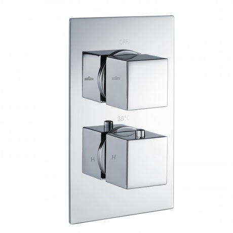 RAK Dual Handle Square 2 Outlet Concealed Thermostatic Shower Valve - Chrome - RAKSHW3202S