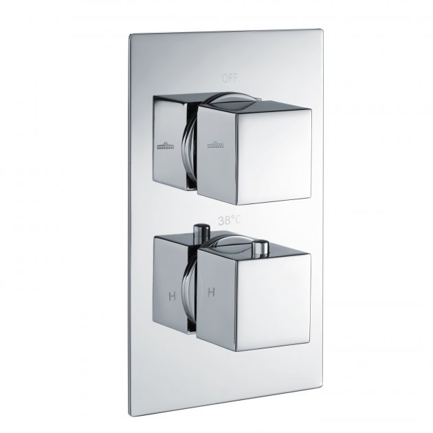 RAK Dual Handle Square 2 Outlet Concealed Thermostatic Shower Valve - Chrome - RAKSHW3202S