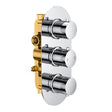 RAK Round 2 Outlet Concealed Triple Handle Thermostatic Shower Valve - Chrome - RAKSHW3203R