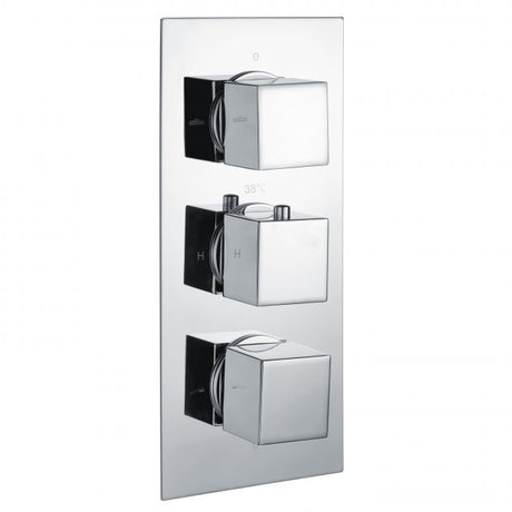 RAK Square Triple Handle  2 Outlet Concealed Thermostatic Shower Valve - Chrome - RAKSHW3203S