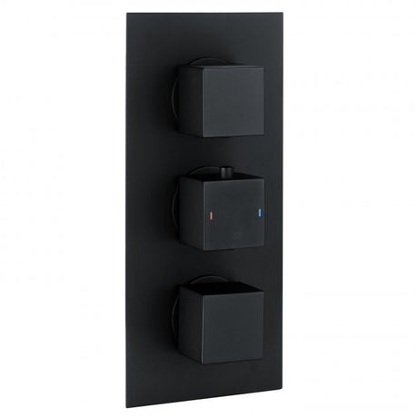 RAK Square Triple Handle 2 Outlet Concealed Thermostatic Shower Valve - Black - RAKSHW3203SB