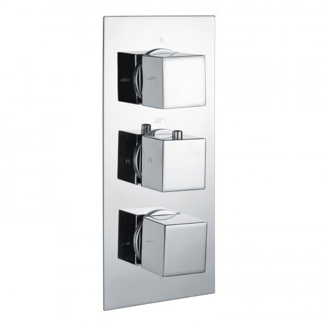 RAK Square 3 Outlet Concealed Triple Handle Thermostatic Shower Valve - Chrome - RAKSHW3204S