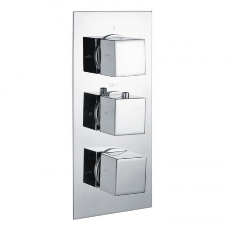 RAK Square 3 Outlet Concealed Triple Handle Thermostatic Shower Valve - Chrome - RAKSHW3204S
