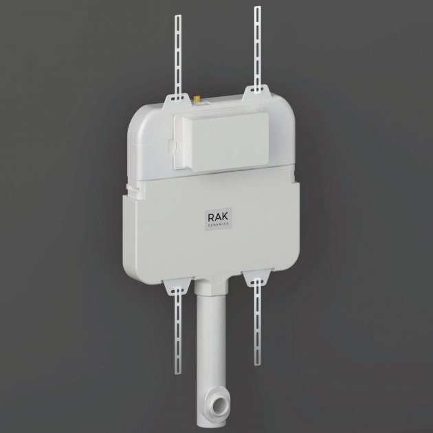 RAK Slimline Modern front flush concealed cistern in alpine white with slimline design for space-saving bathroom installation