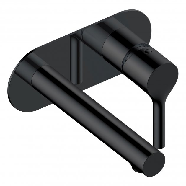RAK Sorrento Wall Mounted Basin Mixer Tap with Back Plate - Matt Black - RAKSOR3007B