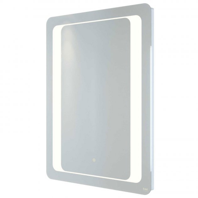 RAK Amethyst Modern Illuminated Portrait LED Mirror with Demister Pad and Switch  700mm High x 500mm Wide - Mirrored - RAKAME5001